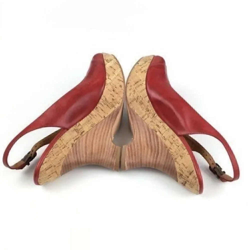 Corso Como platforms size 7 red leather cork funky